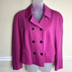 Escada Laurel Women Blazer Medium Size 38 Wool Hot Pink Buttons Pockets Barbie